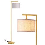 Edishine lampadaire sur pied salon abat - jour � angle r�glable en lin beige e27 ampoule 2700k incluse ...