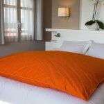 dredon - castex couettes naturelles - jacquard orange - 90x150 cm - 90% duvet neuf - 700 cuin