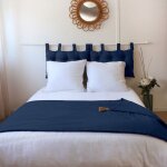 Edredon matelass� 90x190 cm bleu marine avec 4 pompons - enjoy home