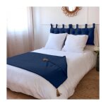 Edredon � pompons matelass� 90 x 190 cm bleu marine - taille: 90x190cm - coloris: bleu marine