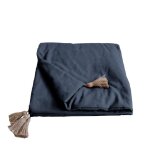 Edredon panama avec pompons en jute gris foncé 90x190 cm Edredon panama avec pompons en jute gris foncé 90x190 cm