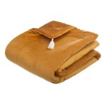 �dredon sonia velours jaune moutarde 80x180cm - atmosphera cr�ateur dint�rieur