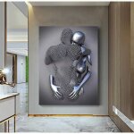 Effet 3d wall art love heart m�tal fil sculpture figure couple qui sembrasse suspendu peinture abstrait ...