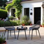 Eggree salon balcon salon de jardin 2 personnes exterieur ensembles de 1 tables et 2 chaises avec pieds ...