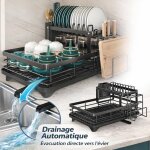 �gouttoir vaisselle30 � 26 � 24 cm support de rangement cuisine grande capacit� avec drainage automatique ...
