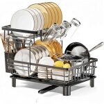 �gouttoir vaisselle 2 niveaux en m�tal avec bac r�cup�rateur porte - ustensiles porte - gobelets et bec ...