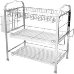 Egouttoir  vaisselle avec 3 niveaux et 2 plateaux en acier inox - support  couvert - rangement de hachoir ...