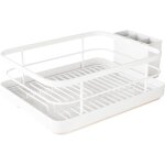 �gouttoir vaisselle en acier inox - dok - peu encombrant - 26x34x16 cm - blanc - panier � couverts amovible ...