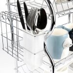 �gouttoir � vaisselles de cuisine � 2 niveaux egouttoir vaisselle inox avec porte - ustensiles bac d�gouttemen ...