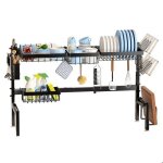 �gouttoir � vaisselle cuisine - inox - 2 �tages - extensible - r�glable 66 - 85cm - noir