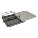 Égouttoir à vaisselle extensible gris avec rack Égouttoir à vaisselle extensible gris avec rack