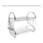 �gouttoir � vaisselle en fer chrom� effet inox double niveau avec porte - tasse et �gouttoir pour couverts ...