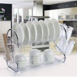 gouttoir  vaisselle inox 2 etages avec bac amovible panier  vaisselle pour cuisine maison stylea