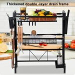Égouttoir à vaisselle métal 2 niveaux porte - ustensilesdessus evier noir 95 * 27 * 72cm Égouttoir à vaisselle métal 2 niveaux porte - ustensilesdessus evier noir 95 * 27 * 72cm