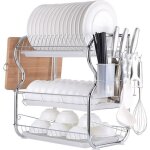 gouttoir  vaisselle en mtal chrom porte vaiselle 3 etagres pour assiettes et tasses - avec 3 plateaux ...