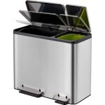 Eko poubelle à pédale ecocasa 30 + 15 l argenté mat Eko poubelle à pédale ecocasa 30 + 15 l argenté mat