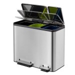 Eko poubelle à pédale ecocasa 3x15 l argenté mat Eko poubelle à pédale ecocasa 3x15 l argenté mat