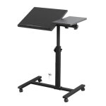 Elancooh table de lit roulante hauteur réglable metal et bois table de lit pour salon noir Elancooh table de lit roulante hauteur réglable metal et bois table de lit pour salon noir