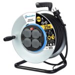 Rallonge lectrique - electraline - 49209 - 25m - 4 prises - caoutchouc noir