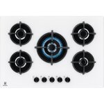 Table de cuisson - electrolux - egg75372w - gaz - 5 zones - verre trempé - 75 cm Table de cuisson - electrolux - egg75372w - gaz - 5 zones - verre trempé - 75 cm