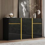 El�gant buffet moderne buffet bas 3 portes et 2 tiroirs 160x40x78 cm buffet bahut pour salon salles � ...