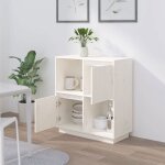 El�gant commode salon - armoire polyvalente �l�gantebuffet enfilade blanc 74x35x80cm bois massif de pin ...