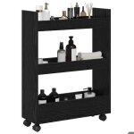 El�gant desserte de cuisine b�lot de cuisine �troit ch�ne noir 60 x 22 x 80cm &0 9798519