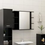 Elgant meuble de salle de bain  miroir - colonne salle de bain armoire de rangement noir 80x205x64 ...