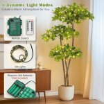 �l�gant olivier artificiel 180 cm + �clairage led d�coration m�diterran�enne int�rieur / ext�rieur r�sistant ...