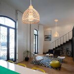 Elektrah 2pcs lustre modernelampe suspension en bois et bambou e27 �clairage luminaire abat - jour design ...