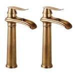 Elektrah 2pcs robinet de lavabo haut dor�mitigeur vasque � poser robinetterie salle de bain chaud et ...