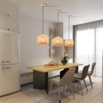 Elektrah 3pcs r�tro suspension luminaire industrielle en bambou e27 moderne lustre plafonnier vintage ...