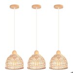 Elektrah 3x r�tro suspension luminaire en bois et bambouplafonnier industriel e27 lustre abat - jour ...