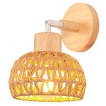 Elektrah applique murale int�rieur r�trolampe murale en rotin et bois ajustable luminaire plafonnier ...