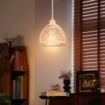 Elektrah r�tro suspension luminaire en bois et bambou plafonnier industriel e27 lustre abat - jour design ...