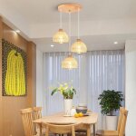 Elektrah suspension luminaire industriel r�tro lustre vintage en bois rotin cage abat - jour e27 �clairage ...