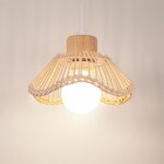 Elektrah suspension luminaire industriellustre vintage abat - jour en bambou rotin e27 lampe de plafond ...