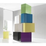 �l�ment mural cube - box - blanc - brillant - � suspendre - design contemporain