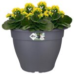 Elho bac � fleurs rond jardini�re anthracite en plastique pour ext�rieur jardin terrasse pot de fleurs ...