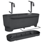 Elho balconni�re greenville easy balcony 52 - living noir - balcon - l 21. 2 x w 52 x h 19. 4 cm
