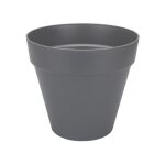 Pot de fleurs rond - elho - loft urban - � 20 cm - gris anthracite - r�servoir deau