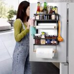 Elifuzhg - etag�re � �pices magn�tique pour frigo et mur - noir - pliable et multifonctionnelle