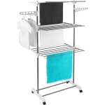 Elifuzhg schoir  linge inox gris tendoir pliable - tagre de schage pliable - 3 niveau - blanc