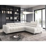 Elisa - canap dangle droit 5 places convertible avec coffre et ttires rglables en tissu bouclette ...