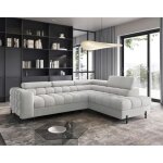 Elisa - canap dangle droit 5 places convertible avec coffre et ttires rglables en tissu bouclette ...