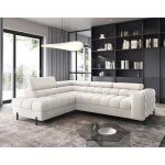 Elisa - canap dangle gauche 5 places convertible avec coffre et ttires rglables en tissu bouclette ...