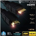 Elitecable - cbles av hdmi - cable hdmi 2. 0 1m 4k hdr uhd high speed ethernet 3d audio arc lecteur ...