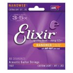 Cordes de guitare - elixir - 11027 - acoustiques nanoweb - custom light - tirant 11 - 52