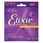 Cordes acoustiques elixir 11052 nanoweb light pour guitare folk
