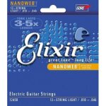 Elixir jeu de 12 cordes pour guitare électrique revêtement ultra - fin nanoweb light 0010 / 0046 Elixir jeu de 12 cordes pour guitare électrique revêtement ultra - fin nanoweb light 0010 / 0046
